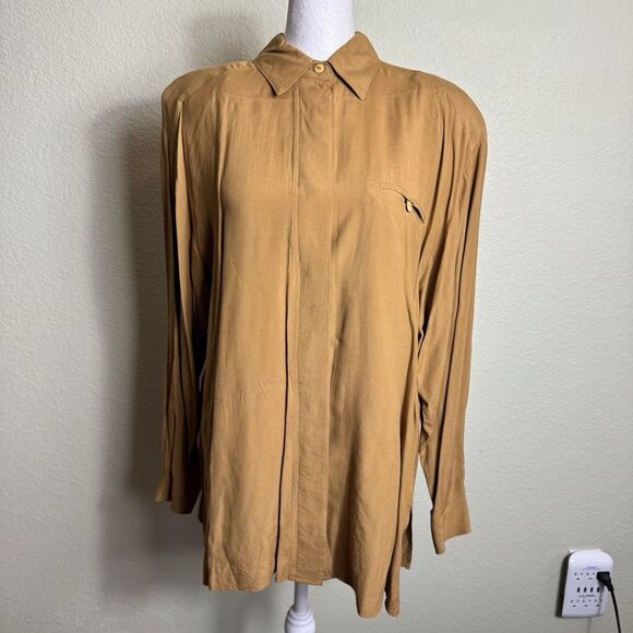 Sophisticates by Jonathan Martin‎ Women's Top Blouse Brown USA Size M Button Up - Picture 1 of 8